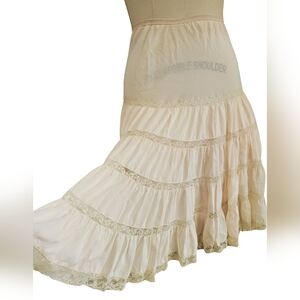 Vintage Pink Cream Petti Grace Barbizon Romantic Lace Petticoat Slip Skirt SZ 14